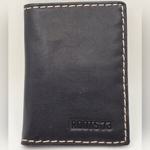 Roots Black Leather Slimfold Wallet